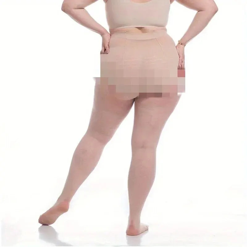 Meia-Calça Fina Plus Size Semitransparente e de Alta Elasticidade