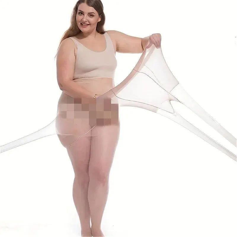 Meia-Calça Fina Plus Size Semitransparente e de Alta Elasticidade